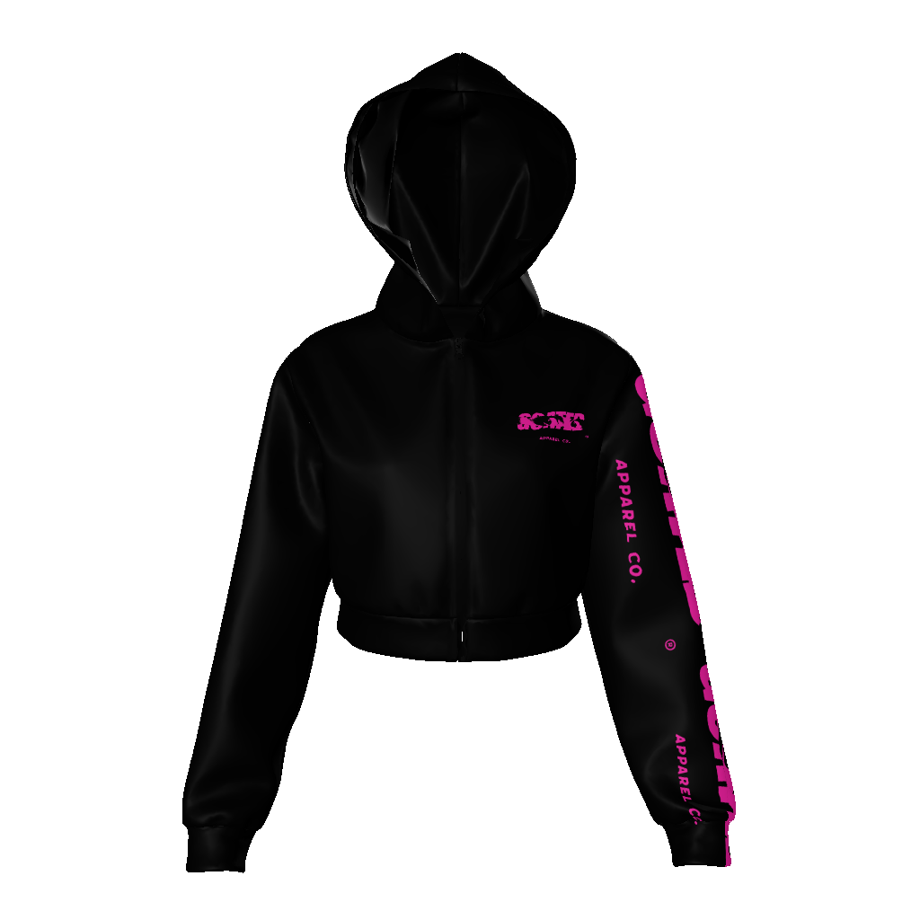 Women's All Black Goated Zip Up Crop Hoodie